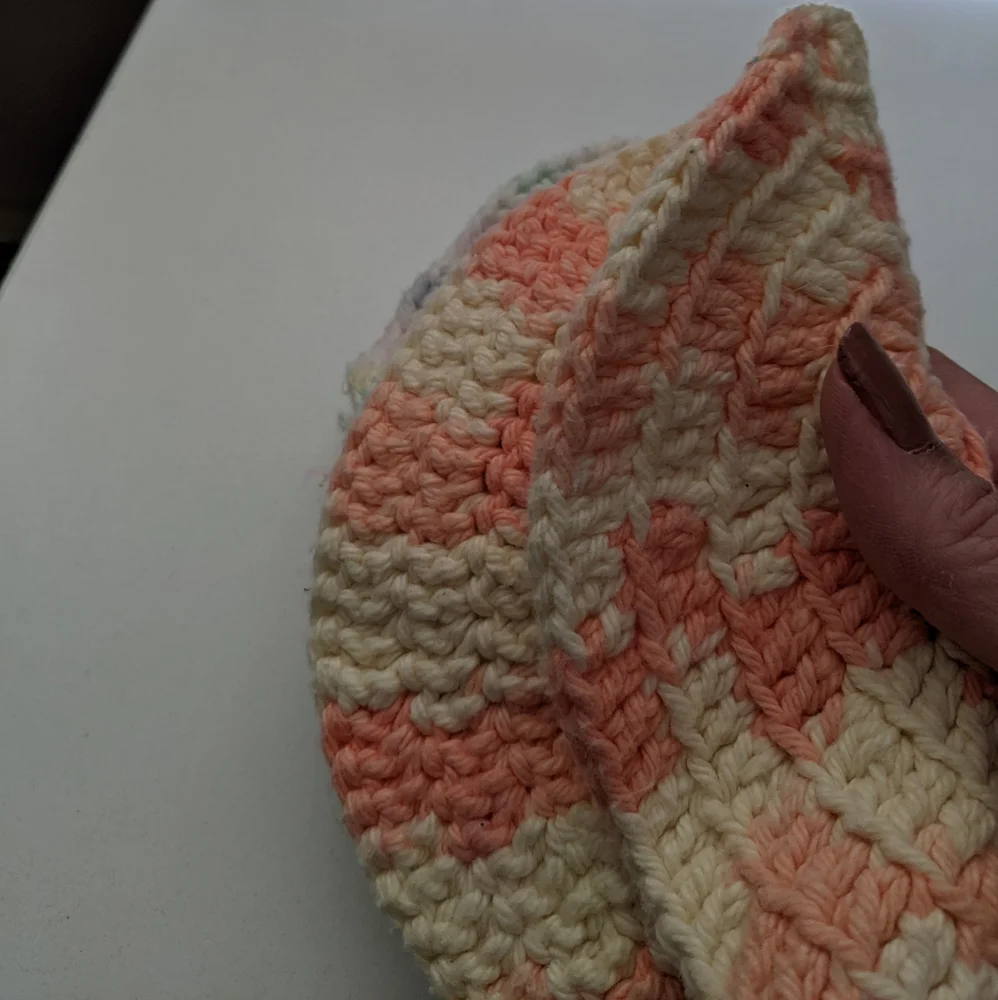 Vintage crochet circular, pastel multi and orange wash cloths with Natural Soaps